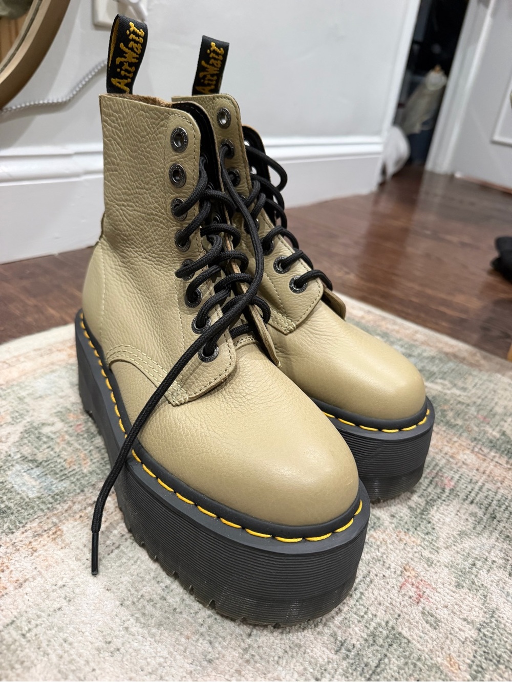 Dr. Martens Chunky Platform Lace-Up Boots in Olive
